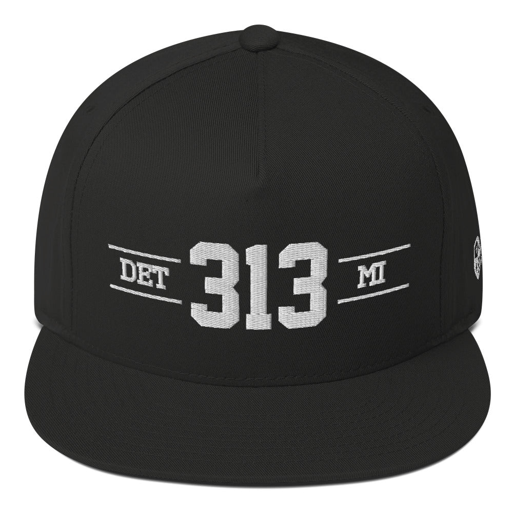 313 Motor City (Black/White) Snapback Hat