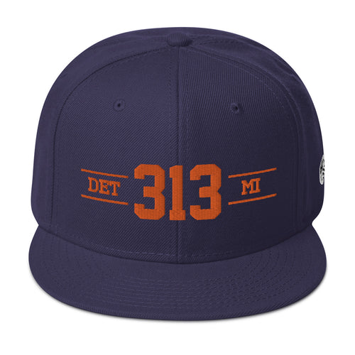313 Motor City (Blue/Orange) Snapback Hat